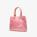 Pink crumpled waterproof DuPont paper tote bag, stylish casual shoulder shopping bag. - 36CM*9.5CM*31CM / Pink
