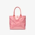 Pink crinkled DuPont paper tote bag for women, large capacity casual commuting handbag. - Pink
