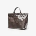 Detail view of the vintage brown DuPont paper tote bag showcasing large capacity finish. - Coffee
