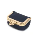 Mini dark blue clasp coin purse and portable jewelry storage box for rings and earrings. - 6.5x5x3.5cm / Blue