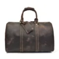 Borsa da viaggio vintage in vera pelle Crazy Horse da uomo, grande borsa weekend. - Marrone scuro