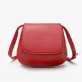 Red leather saddle bag, minimalist flap crossbody bag for women, stylish chestnut bag. - 25x10x18.5cm / Red