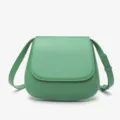 Green leather saddle bag for women, versatile retro single shoulder crossbody chestnut handbag. - 25x10x18.5cm / Green