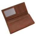 Genuine leather long wallet for men, vintage crazy horse cowhide bifold card holder purse. - Style 8030 / Brown