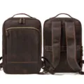 Vintage Crazy Horse Leather Backpack Dark Brown Casual School Travel Bag For Men Women - Leather Back / Dark Brown