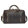 Bolso de viaje de cuero vintage gran capacidad bolso de mano de piel de vaca retro equipaje - Marrón Oscuro