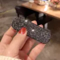 Elegante schwarze Strass Haarnadel für Damen, glänzende Seitenhaarspange und Haarschmuck. - Geometrisches Rechteck Grau Haarklammer