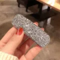 Glänzende Strass Haarklammer glitzernde Kristall Haarnadel elegantes Haaraccessoire Damen. - Geometrisches Rechteck Silber Haarklammer