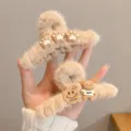 Morbida molletta per capelli in peluche inverno grande artiglio simpatico zampa orso donna - Molletta Peluche Zampa Orso Sorriso