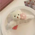 Molletta per capelli orsetto di peluche, grazioso artiglio soffice bianco per donne e ragazze. - Molletta Peluche Orso Fiore Crema