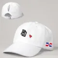 Weißes Ponytail-Baseballcap mit RD-Stickerei und Flaggen-Patch, verstellbare Outdoor-Mütze. - Verstellbar / Weiß