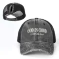 Verstellbare Zopf Baseballcap, bestickte Mesh Trucker Cap für Damen Outdoor Sportart. - Verstellbar / Schwarz