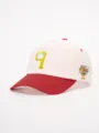 Stylish pink and red baseball cap with embroidered front detail and side graphic design. - Adjustable / Off-white Spliced Red