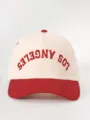 Casual two-tone baseball cap with Los Angeles embroidery, adjustable strap, outdoor. - Adjustable / Red