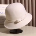 Γαλλικό vintage μάλλινο καπέλο bucket κομψό Hepburn στυλ καπέλο καμπάνα για γυναίκες κρεμ - Ένα Μέγεθος(55-60cm) / Αναβαθμισμένη Έκδοση Υψηλού Σχηματισμού / κρεμ