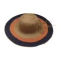 Chapeau de paille à large bord femme été plage chapeau de soleil tressé colorblock - M (56-58cm) / Couleur 1