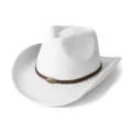 Chapeau de cowboy western blanc classique pour homme et femme feutre jazz vintage - M (56-58cm) / Blanc