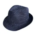 Sequined Fedora Hat Vintage Jazz Cap Breathable Sun Protection Hats for Men and Women - M (56-58cm) / Navy Blue
