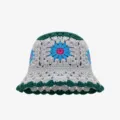 Handmade crochet floral bucket hat for women, sweet retro hollow knit sun hat spring. - M (56-58cm) / Dark Green