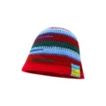 Colorful striped crochet bucket hat, winter casual knitted fisherman hat for women. - M (56-58cm) / Colorblock Stripe - Red Blue Green