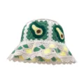 Handmade crochet avocado bucket hat, cute knit fisherman cap for women, pastoral style. - M (56-58cm) / Colorblock Fruit Green Avocado Knitted Hat