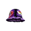 Japanese retro color-block hollow knit bucket hat, cute crochet autumn winter warm fashion hat - M / Vintage Floral Style - Purple