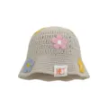 Cozy knitted bucket hat with cute crochet floral appliqués, perfect for casual autumn wear. - M (56-58cm) / Flower Style - Gray