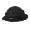 Classic black wool felt dome cloche hat, elegant French vintage rolled brim winter fashion. - M (56-58cm) / Black