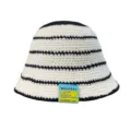Cappello da pescatore a maglia a righe nero e bianco per donna, moda autunno inverno. - M(56-58cm) / righe bianche e nere