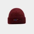 Mignon bonnet en tricot brodé de chiot hiver chaud à revers bonnet pour femmes couples. - M (56-58cm) / Bordeaux