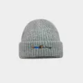Bonnet en tricot gris avec broderie de chiot mignon, bonnet chaud d'hiver pour les femmes. - M (56-58cm) / Gris clair