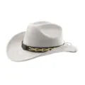 Lichtgrijze suède western cowboyhoed met opvallende stierenkop lederen band variant. - M (56-58cm) / Lichtgrijs