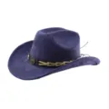 Klassieke blauwe suède cowboyhoed voor heren en dames met stierenkop riemdecoratie. - M (56-58cm) / Marineblauw
