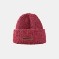 Thickened warm knitted beanie hat for women, stylish autumn winter cashmere woolen cap. - M (56-58cm) / Dark Red