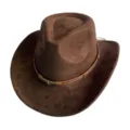 Chapeau de cowboy western classique en daim marron avec bande en cuir et détail crâne. - M (56-58cm) / Marron