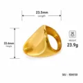 Detalle del anillo grueso de acero de titanio dorado, 23.5 mm de largo y 23.9 g. - Talla 6 / Estilo de escultura geométrica 3D (SRH0158)