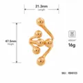 Anillo statement de acero inoxidable brillante exagerado con múltiples cuentas, 47.5mm. - Talla 6 / Estilo de Perla Tridimensional (SRH0123)