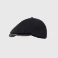 Gorra plana negra de pana con visera de cuero, sombrero retro elegante para invierno. - M (56-58cm) / Negro