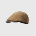 Gorra plana vintage de pana para mujer, boina retro marrón con visera de cuero elegante. - M (56-58cm) / Caqui