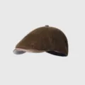 Gorra plana de pana marrón con visera de cuero, elegante boina vintage estilo newsboy. - M (56-58cm) / Café
