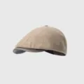 Gorra plana de pana para mujer, boina retro caqui con visera de cuero marrón, sombrero otoño invierno. - M (56-58cm) / Beige