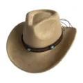 Vintage faux suede cowboy hat for men and women, western jazz cap for party costume. - M (56-58cm) / Khaki