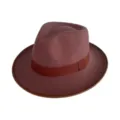 Classic two-tone fedora hat with bound brim, vintage felt jazz hat for men and women. - M (56-58cm) / Fuschia