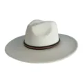 Détails du chapeau fedora en faux suède à large bord avec bande tressée pour fête rétro. - M (56-58cm) / Blanc