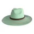 Détail de chapeau fedora en faux suède vert menthe, chapeau de cowboy vintage à large bord - M (56-58cm) / Vert menthe