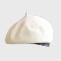 Classic white wool blend beret for women, stylish autumn winter retro painter hat style. - M (56-58cm) / Milky White