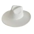 Détail de chapeau fedora en suédine blanche, large bord, design couronne cœur style western. - M (56-58cm) / Blanc
