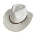 Gros-plan sur le decor de crane en metal et la laniere en cuir tressé marron sur le chapeau. - M (56-58cm) / Blanc