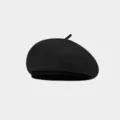 Classic black wool blend beret hat, stylish winter vintage painter cap for women. - M (56-58cm) / Black