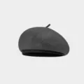 Boina de mezcla de lana gris mujer otoño invierno vintage elegante sombrero artista - M (56-58cm) / Gris oscuro